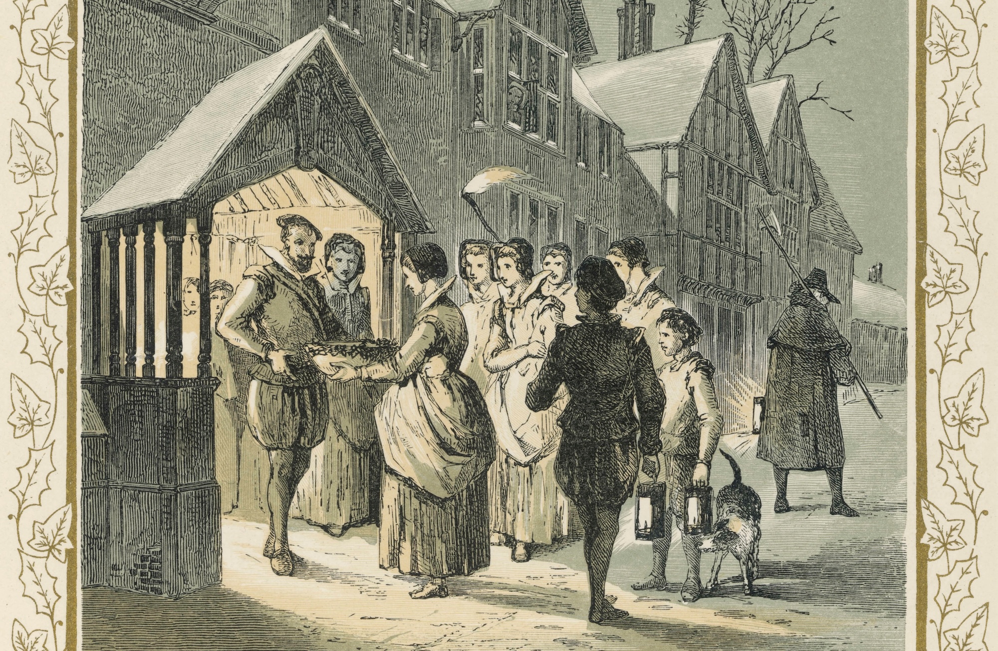 Wassailing: Carol singers rewarded with the wassail bowl.. Date: 16th/17th century